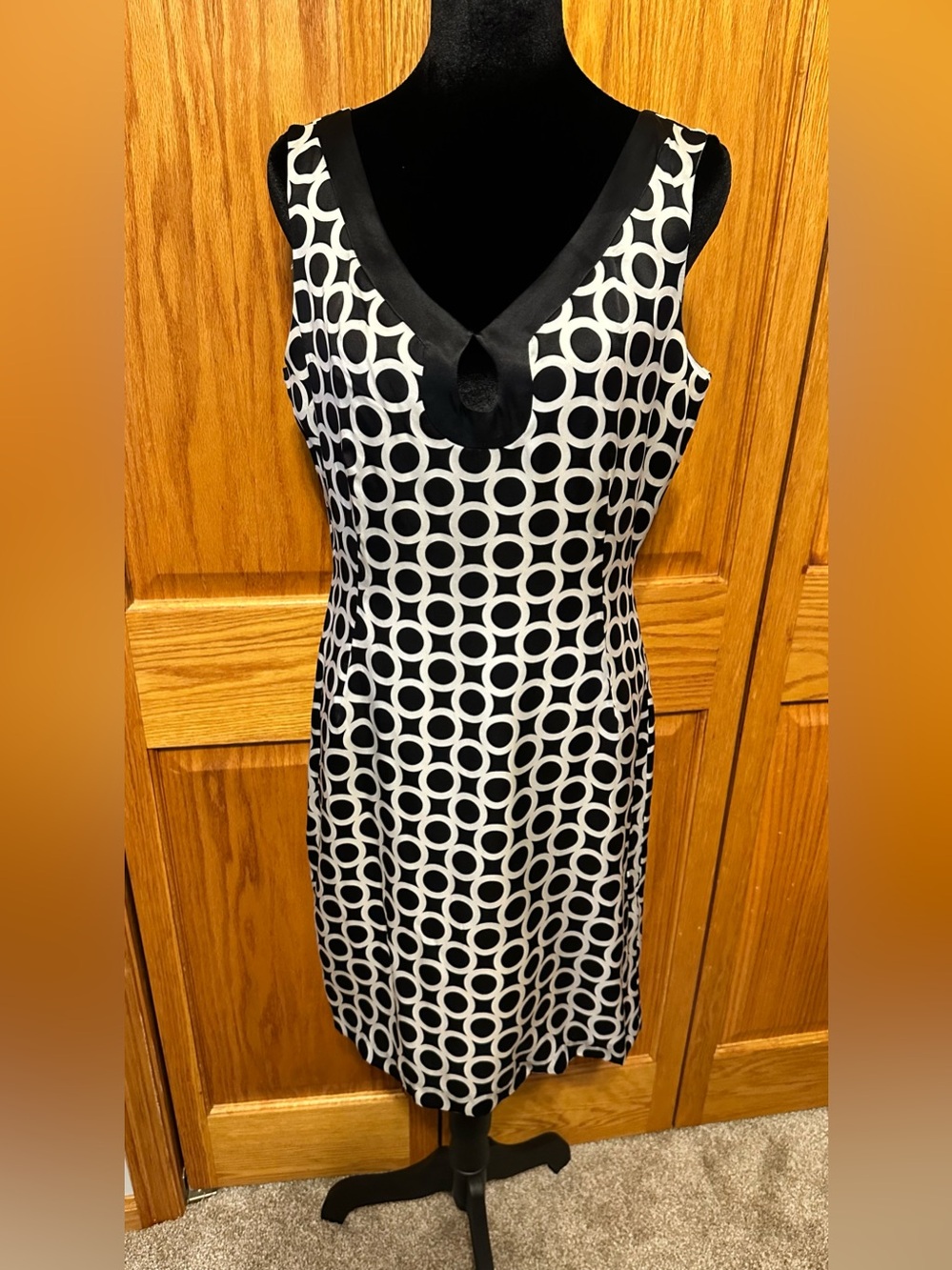 Vintage Y2K ICE by ECI Silk Dress Size 8 Black White Geometric Mod 90s